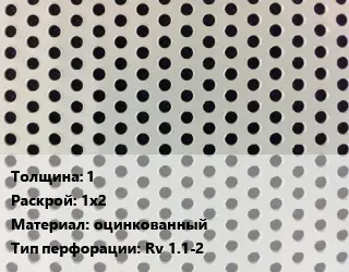 Лист перфорированный 1 1х2 оцинкованный Rv 1.1-2